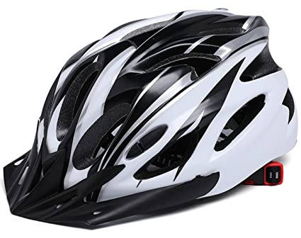 Casque de vélo léger et respirant - Casque de protection de la tête - Casque de skate - Accessoire pour hommes et femmes (blanc noir)