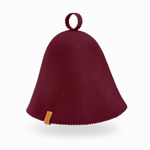 Sauflex Bastuhatt – sömlöst formad av merinoullfilt, unisex, en storlek, värmeskydd för bastu (merlot)