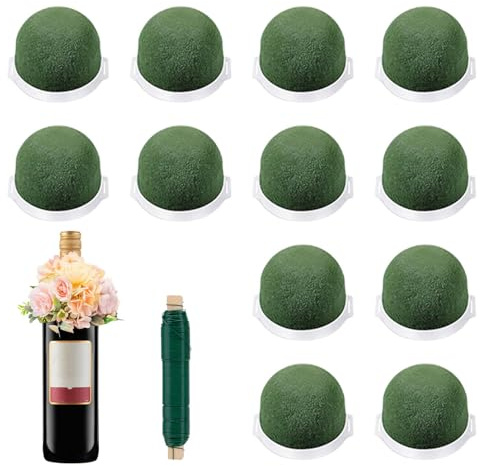 12 Pezzi Floreali in Schiuma,con Filo Verde,Schiuma bagnata per Fiori,Spugna per composizioni Floreali,Schiuma Floreale,Schiuma Floreale Fiori freschi,Adatti per tavoli da Matrimonio,Feste