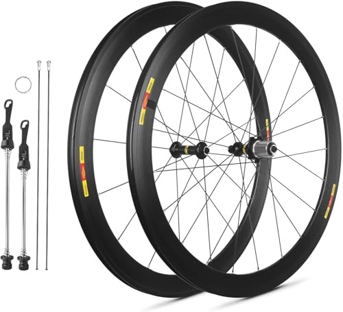 KUNYOS Juego De Ruedas para Bicicletas De Carretera 700C con Llantas De Aleación De Aluminio De 40/50 Mm, 16/20 Radios, Frenos V-Brake Y Bujes De Cierre Rápido para 8/9/10/11 Velocidades,40mm