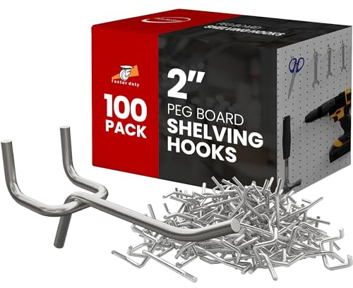 Online Best Service 100 Pack PEG Board Pegboard Shelving Hooks 2 Length, Fit 1/4 or 1/8 Pegboard for Tools, Crafts Peg Boards and More, Wholesale Lot PEG Hooks