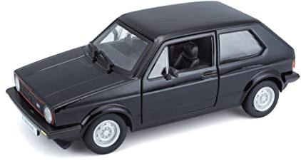 Bburago VW Golf 1 GTI (1979), schwarz, 19cm - Modellauto 1:24 Die-Cast Originalgetreues Sammlerauto Spielzeugauto mit beweglichen Türen, ab 3+ (18-21089BK)