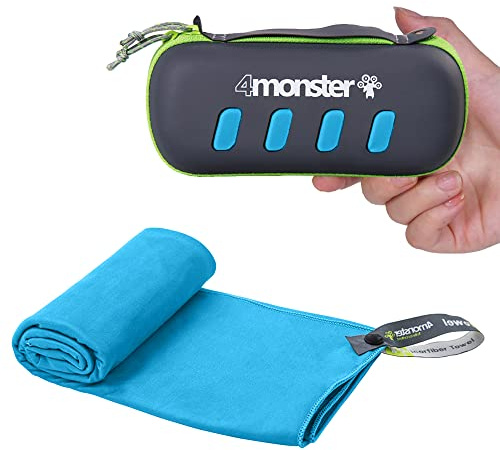 4Monster Microfiber Towel, Travel Towel, Camping Towel, Fast Drying, Soft Light Weight, Suitable for Gym, Beach, Swimming, Backpacking and More (Blue, Small (15.7 x 31.5 inches))