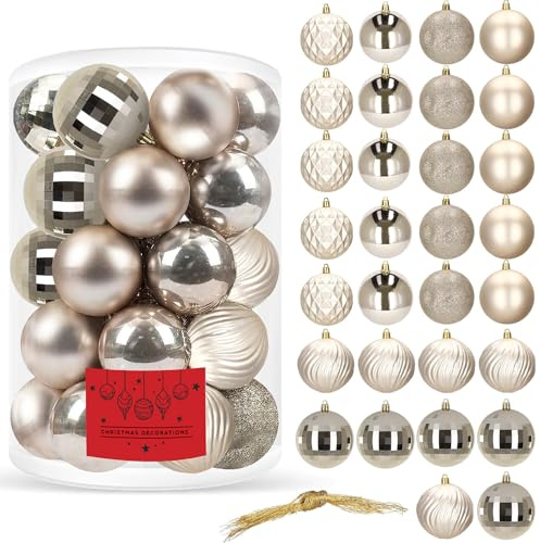 Weihnachtskugeln Blau 30 Stück Set Bruchsicher Matt Glitzer Glänzend Geometrisch Spiral Disco Optik Christbaumkugeln Blau Aus Kunststoff Deko Kugeln Elegant Klassisch SPRINGOS
