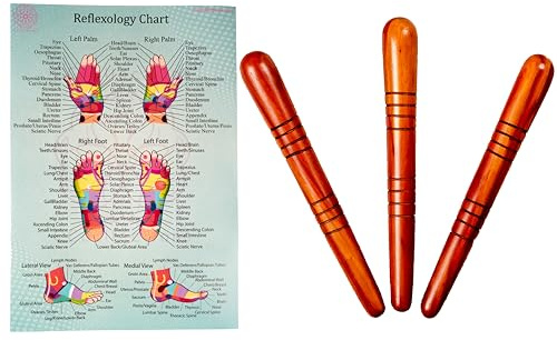 CCcollections Ensembles d'outils de Massage avec tableau pour professionnels, Massage des pieds et des mains, bâton en bois, réflexologie (Set B)