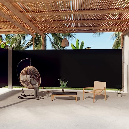 vidaXL Seitenmarkise Ausziehbar Schwarz 220x1000 cm