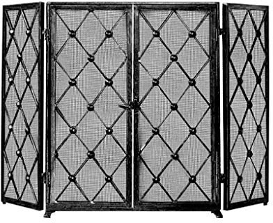 Pantalla contra incendios Barrera de seguridad de 4 paneles |Pantalla de chimenea |Valla para chimenea |Puerta del hogar |Protector de seguridad para bebés |Valla para árbol de Navidad para perros y
