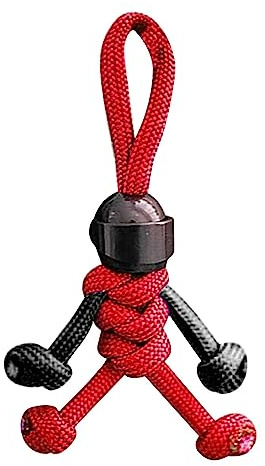 Porte-clés paracorde avec mousqueton, porte-clés paracorde d'urgence en plein air, pendentif multifonction pour escalade en plein air, camping, randonnée, randonnée, rouge, 1