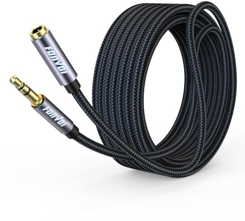 FONVOi 20FT 3.5mm Aux Jack Audio Extension Cable,Male to Female,TRS Headphone Extension Cable Compatible with Heaphone, MP3 Players iPhone iPad Tablets Media Player