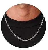 FUNEIA Halskette Herren Edelstahl Panzerkette Kette Silber Männer Kubanische Gliederkette Hip-Hop Silberkette Jungs Men's Necklace Schmuck Geschenk Herren Damen (Länge 46cm, 4mm Breit)