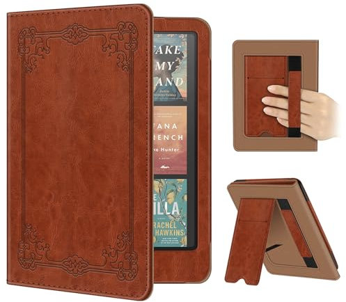 Fintie Hülle für 7 Kindle Paperwhite(12. Generation) und Kindle Colorsoft/Paperwhite Signature Edition 2025/2024, Kickstand Schutzhülle mit Handschlaufe und Auto Sleep/Wake Funktion, Vintage Braun