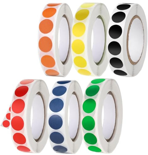 SamHeng 6000 Pcs Coloured Dot Stickers, 13mm Waterproof Circle Labels Writable Colour Coding Stickers Round Sticky Labels for Inventory Organize File Classification Home Office Marking Decoration
