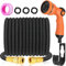 Expandable Garden Hose 50FT - Flexible Water Hose Pipe with 10 Function Gun, High Density 3750D Braided and Durable Latex Expanding Hose with 3/4 and 1/2 Solid Brass Fittings, Easy to Use
