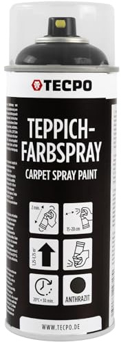 TECPO Spray de peinture pour tapis, 1 x 400 ml, couleur textile anthracite, pour tapis de voiture, tissu, caoutchouc, plastique, intérieur