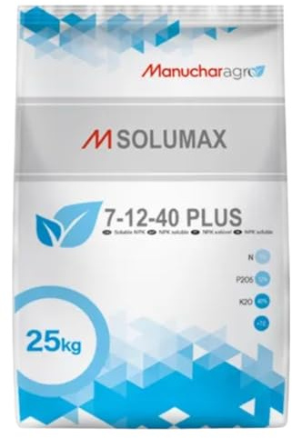 Abono maduracion engorde riego y foliar hidrosoluble NPK 7-12-40 con microelementos.25kg Válido para fertirrigacion.