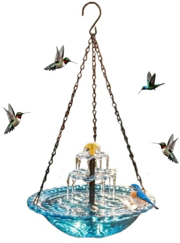 Genérico Fuente Solar Colgante Para Pájaros Con Cascada, Bebedero Para Pájaros Colgante Para Exteriores Con Fuente Solar, c-omedero Automático Para Exteriores Para Atraer Aves Silvestres Y Colibríes