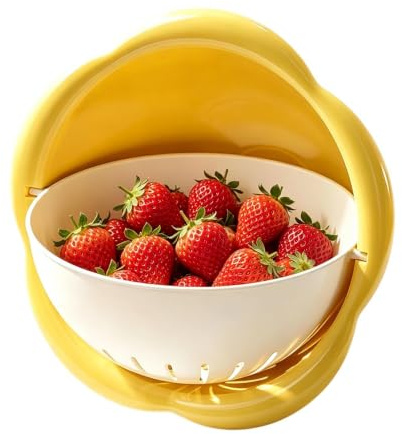 Cuenco de limpieza de frutas de doble capa multifuncional apilable