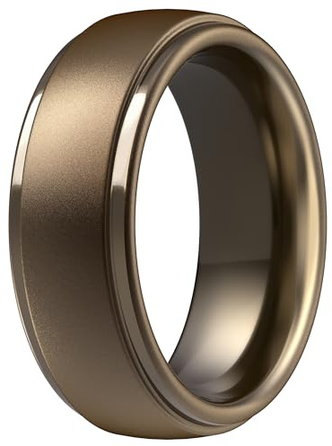 ThunderFit Silicone Rings for Men, Step Edge Rubber Wedding Bands 10mm Wide
