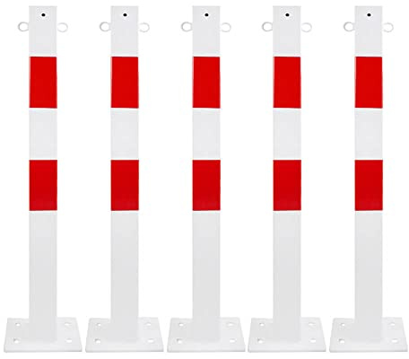 ROBUSTO BIGPACK 5x Kettenpfosten, rot/w, aufdübeln, Stahl, 7x7 cm, 100 cm, Art.-Nr. 609284 | Absperrpfosten | Absperrpoller | Stahlrohrpoller