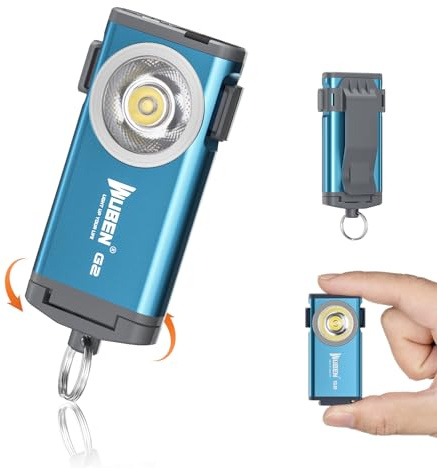 WUBEN G2 LED Mini Taschenlampe 500 Lumen Schlüsselbundlicht Wiederaufladbar Tragbar Magnetisches Schlankes COB Lampe Mit Rückenclip 5 Modi Licht EDC Taschenlampe Für Reisen Camping Suche (Blau)