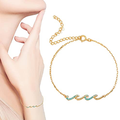 Youding Verstellbares Wellenarmband – Silberarmbänder für Mädchen – verstellbares Dainty Armband aus 925er Sterlingsilber, Muttertag, Valentinstag, Weihnachten