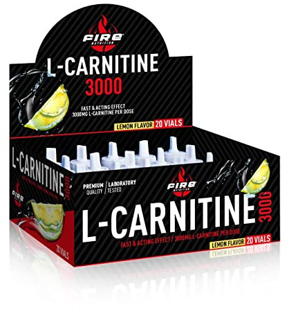 Fire Nutrition - L-Carnitine 3000 20 Viales Limon - Ayuda al cuerpo a producir Energía, Mejorar el Rendimiento Deportivo y Perder Peso