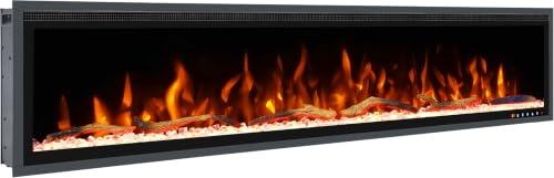 Wärme Firebox Panoramic 72 183cm Electric Fireplace for Media Walls – Low-Reflection Glass, Logs & Crystals Included, Multi-Colour Flames, Super-Quiet 40dB Fan Heater, Remote Control
