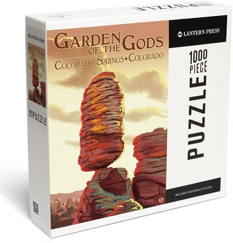 Lantern Press Colorado Springs, Colorado, Garden of the Gods, Balanced Rock 1000 Piece Jigsaw Puzzle for Adults, Made in USA with Reference Poster