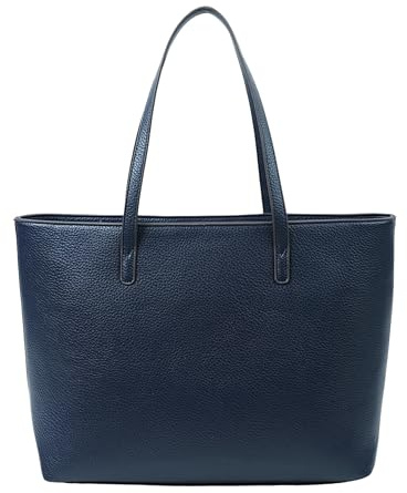 Tommy & Kate HARLEY Classic Tote Bag for Women, Premium Quality Shoulder Bag Grain Texture with Inner Pockets, Spacious and Stylish - Ideal for Work, Travel, and Daily Use (Navy)