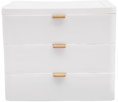 Organizador de plástico con 3 cajones, organizador de escritorio, caja de almacenamiento de 3 capas