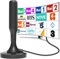 Antenna TV da interno, ricezione a lunga distanza, antenna TV portatile con potente base magnetica. Supporta 4K 1080p DVB-T/DVB-T2