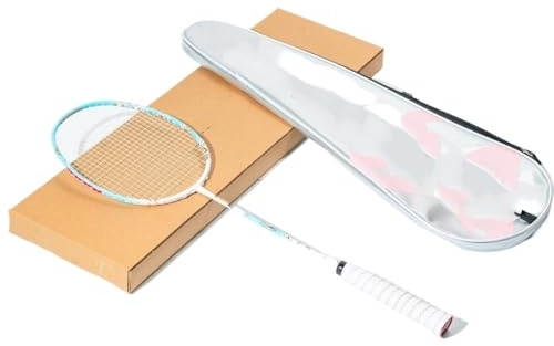ZQINGQING Badminton Set Raqueta de bádminton Fibra Carbono 92 g, Capacidad máxima 13,6 kg, Individual o Doble, for Deportes al Aire Libre(1PCS Cyan Sacks)