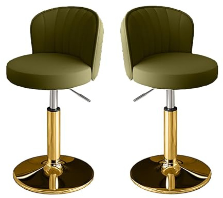 Moderna Barstolar I Metall Med Bänkhöjd, Snurrpall Konstläder Ryggstöd, Justerbar Köksö(Green B,Low)