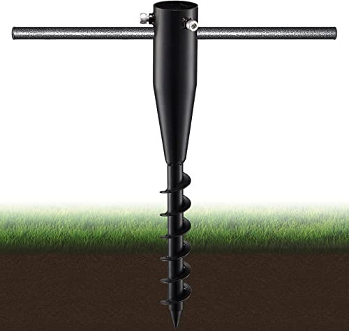 Anclaje de tierra para sombrilla de playa Harrms, base espiral de metal de 43 cm, negro, paquete de 1 unidad