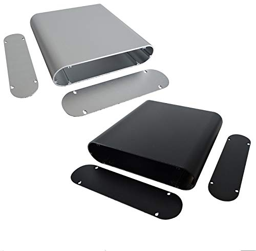 Caja de proyectos de aluminio para proyectos electrónicos, unidades de fuente de alimentación (40 x 165 x 160 mm, negro)