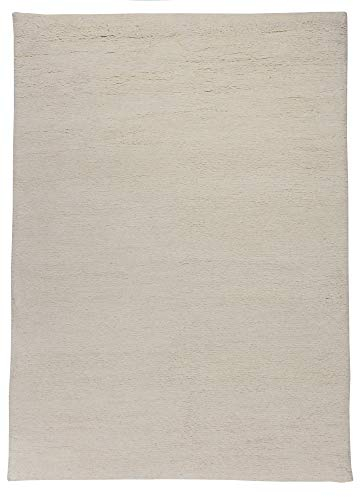 Theko Original Berber Teppich aus 100% nachhaltiger Schurwolle; handgeknüpft, weich und robust aus Marokko | 70 x 140 cm; Farbe: Weiß | Florrfäden: ca. 102400 markenteppiche - Taza Royal