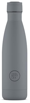 Cool Bottles - Botella de Agua de Acero Inoxidable - 500 ml - Pastel Grey - 26,5 x 7 cm - Botella Térmica Hermética - Bebidas frías 36 horas y calientes 18 horas - Triple-Cool Technology - Sin BPA