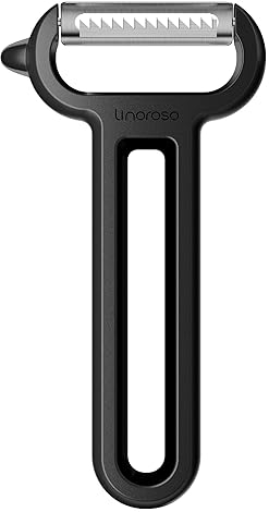 Linoroso Peeler, Julienne Cut Y-Type Peeler with Pointed Tip, Easily Peel Precise Strips of Fruit and Vegetable, Such as Carrots, Potatoes,Cucumber, Sharp Smooth, Comfortable Grip - Classic Black