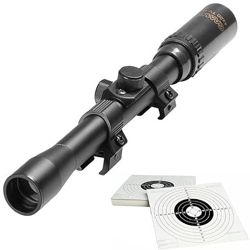 Visore Gamo 4x20 | Mirino sportivo per fucili, carabine e pistole ad aria compressa (pallini) + 20 bersagli.