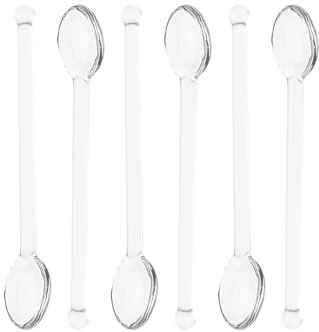 iplusmile Touillettes Café en Verre Transparent pour Mélange Lot de 6 Cuillères Élégantes et Pratiques pour Fête ou Repas la Maison