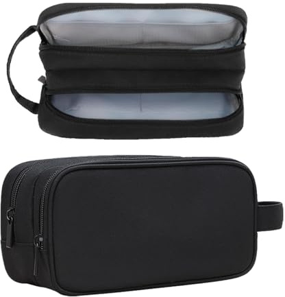 Teskyer Cable Organizer Bag, Waterproof, Double Layer, Portable Tech Bag, Travel Essentials, 23.5 x 12 x 9 cm, Black