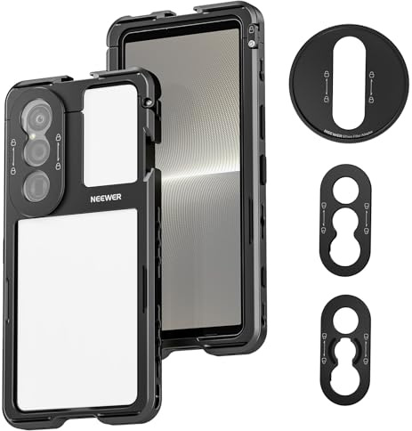 NEEWER Xperia 1 V Käfig, Schnellwechsel Video Rig Hülle Telefon Stabilisator Halter für Filmaufnahmen, 67mm Filteradapter & 17mm/T Mount Objektivplatte, Kompatibel mit Sony Moment, PA087