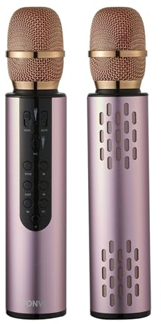 YONVO Bluetooth Karaoke Microphone Loud Wireless Portable Handheld Singing Mic for Adults Home Party (Rose Gold)