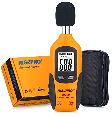 Medidor de nivel de sonido, risepro® Digital Medidor de decibelios ruido de audio dispositivo de medida doble rangos probador 40dba-130dba HT-80 A