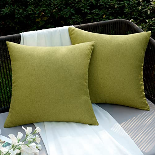 EMEMA Funda Cojines Exterior Impermeable Fundas de Almohadas de Lino de Sofá Almohadas Decorativas Modernas para Salón Cama Silla Oficina Dormitorio Habitacion Lumbar 2 Piezas 40x40cm Verde