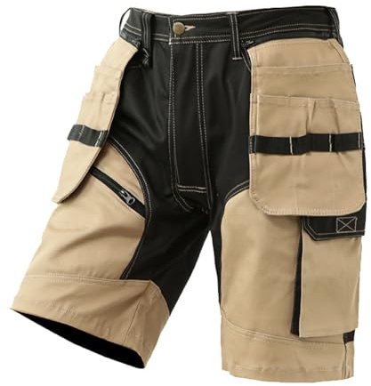 WORK IDEA Pantaloncini da Lavoro da Uomo Builder - da Combattimento Estivi per Impieghi Gravosi con Tasche Multiple Staccabili