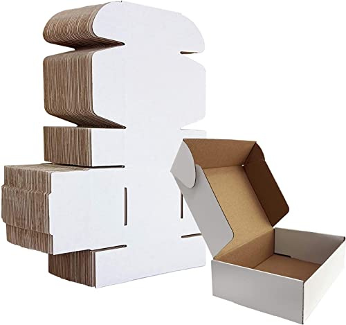 HORLIMER 17,8 x 12,7 x 5,1cm Cajas de Carton con Tapa para Envios de Paquete, 25 Pack, Cajitas de Papel Kraft para Regalo o Embalaje, Blanco