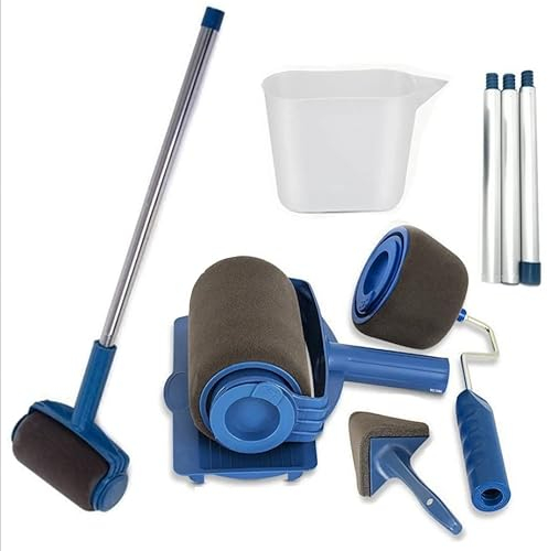 KIT PER PITTURARE 9 PEZZI RULLO CON SERBATOIO PER VERNICE ANTIGOCCIA E VASSOIO, KIT PITTURA PAINT ROLLER PITTURA, SET RULLI PER PITTURARE PARETI MURI - DISCORAMA®