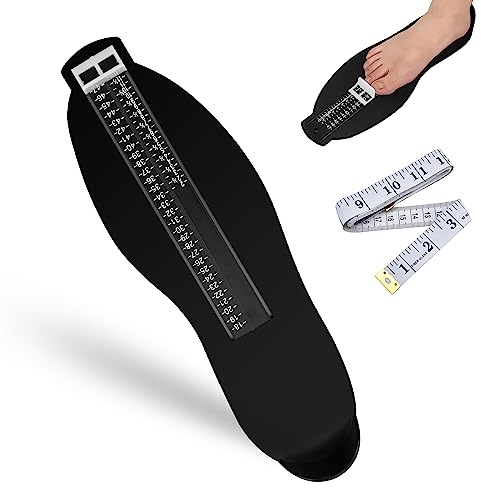 Fußmeßgerät, Schuhgrößen Messen Größen mit 1 Maßband Füße, Kinder Erwachsenen Schuhmessgerät für EUR UK Schuh Messgerät (Schwarz)