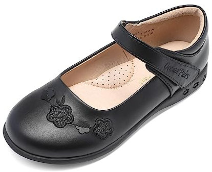 DREAM PAIRS School Shoes for Girls Black Mary Jane Uniform Dress Flats,Size 3 Big Kid,Black,SDFL2210K-2